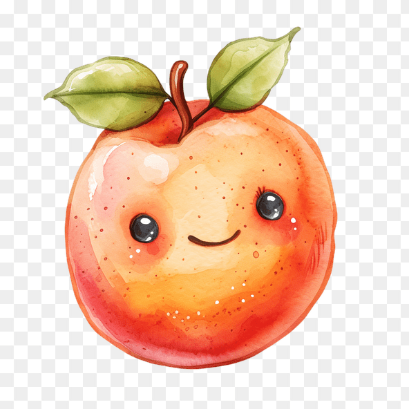 Cute Smiling Apple Watercolor Clipart