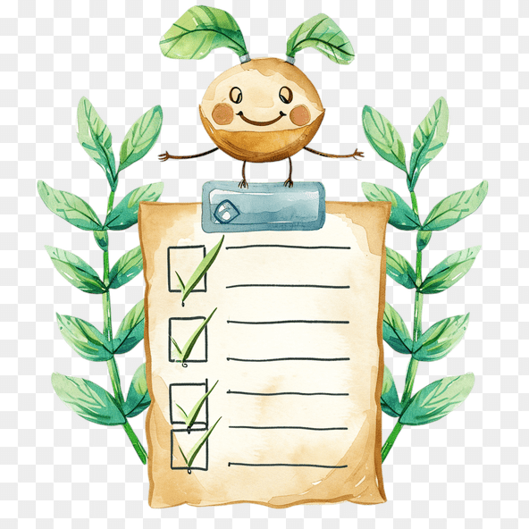 Cute Watercolor Checklist With Character Clipart