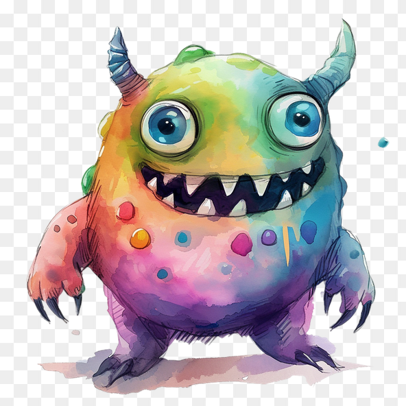 watercolor monster clipart