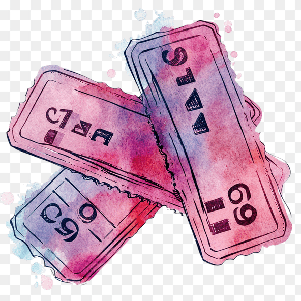 Vintage Watercolor Ticket Clipart