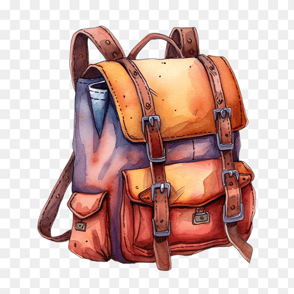  Vintage Leather Backpack Illustration
