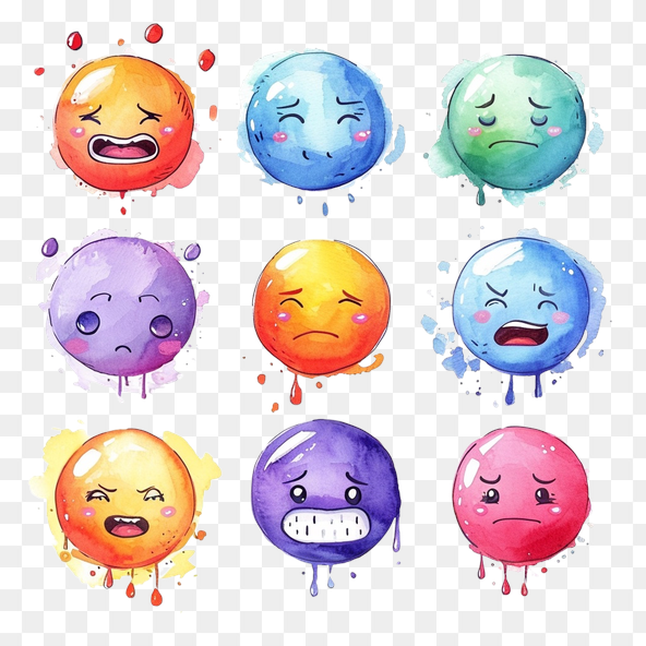 Watercolor Emojis Clipart Set