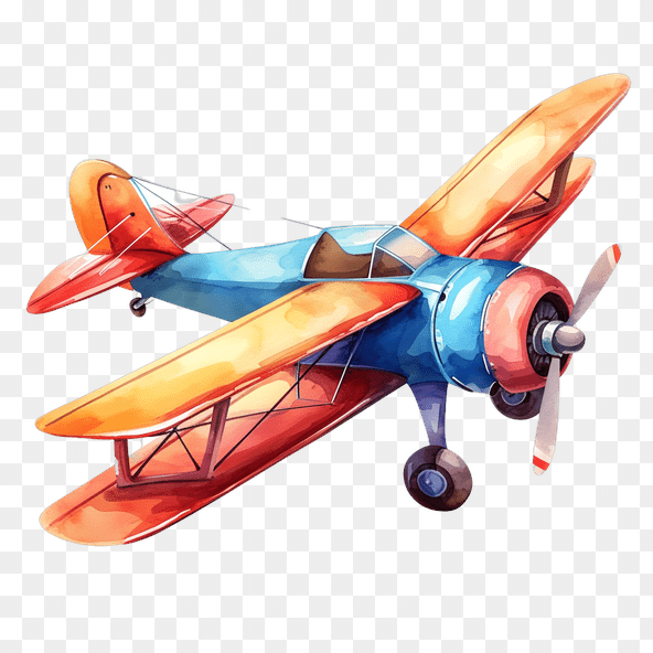 Vintage Watercolor Airplane Clipart
