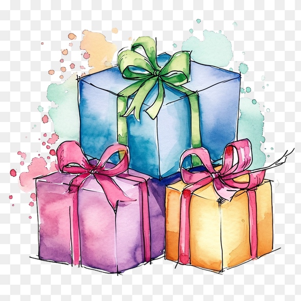watercolor presents clipart