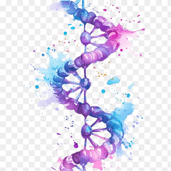 Watercolor DNA Strand Clipart