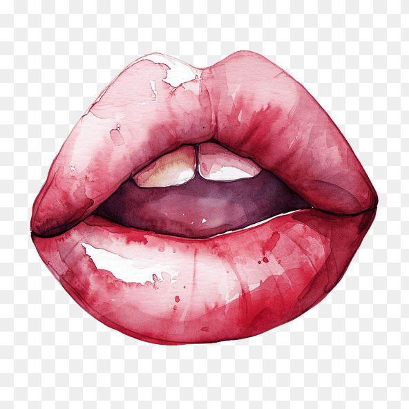 Watercolor Lips Illustration Clipart