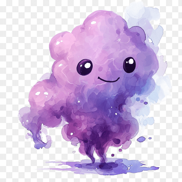 Cute Purple Watercolor Cloud Clipart