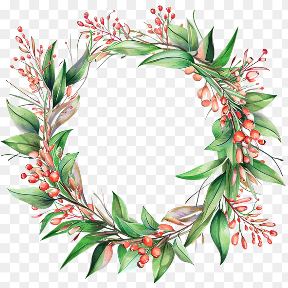 Watercolor Floral Wreath Clipart