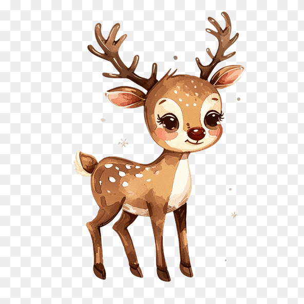 Adorable watercolor reindeer clipart