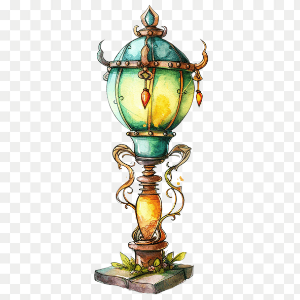 Vintage Watercolor Street Lamp Clipart