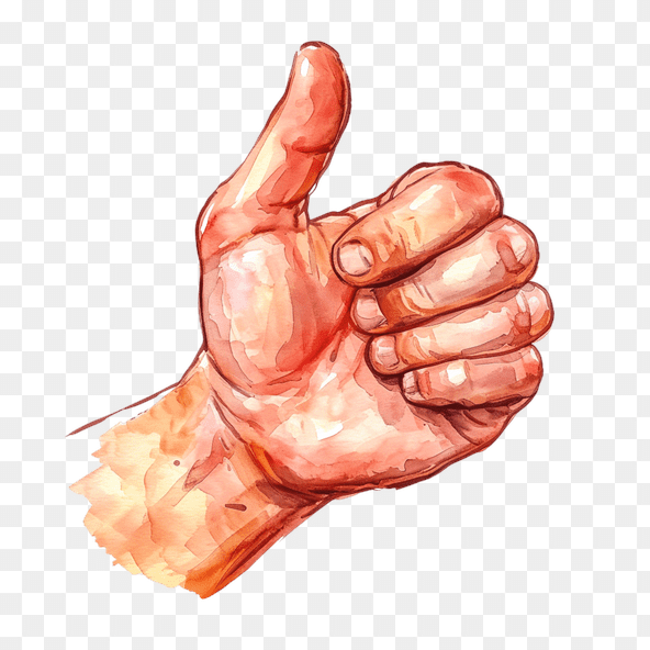 Watercolor Thumbs Up Hand Gesture Clipart