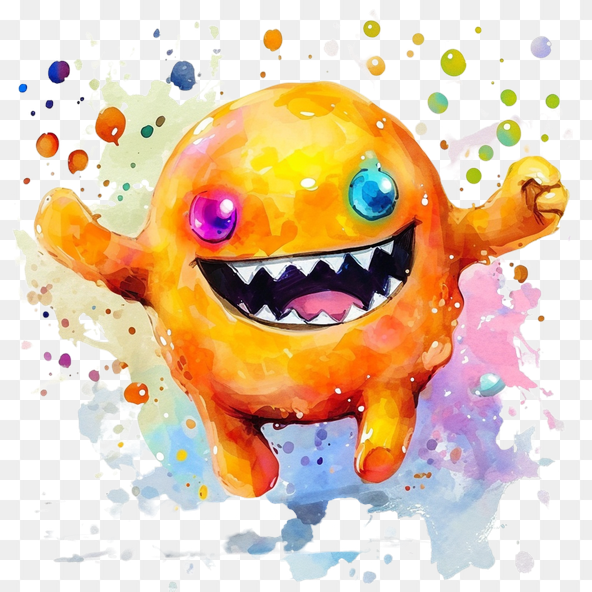 Happy Watercolor Monster Clipart
