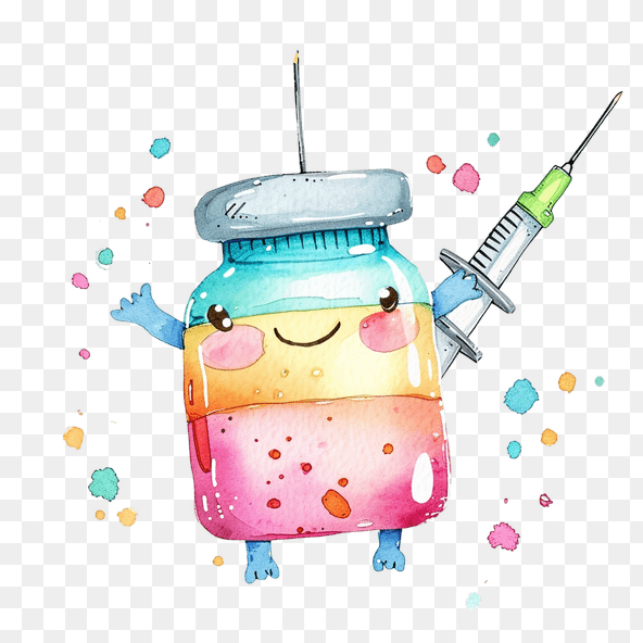 Kawaii Vaccine Bottle Cartoon Clipart