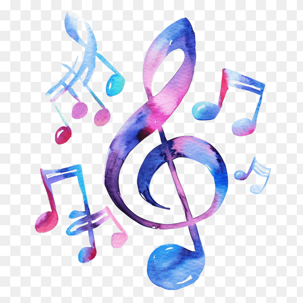 Watercolor Treble Clef Music Notes Clipart