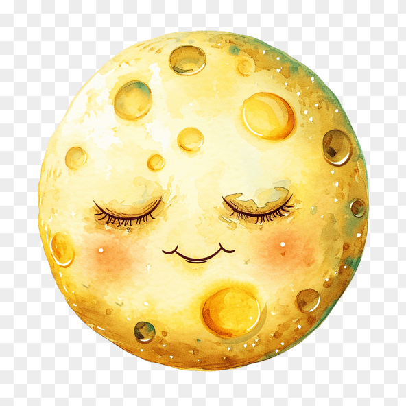 cute sleeping moon face clipart