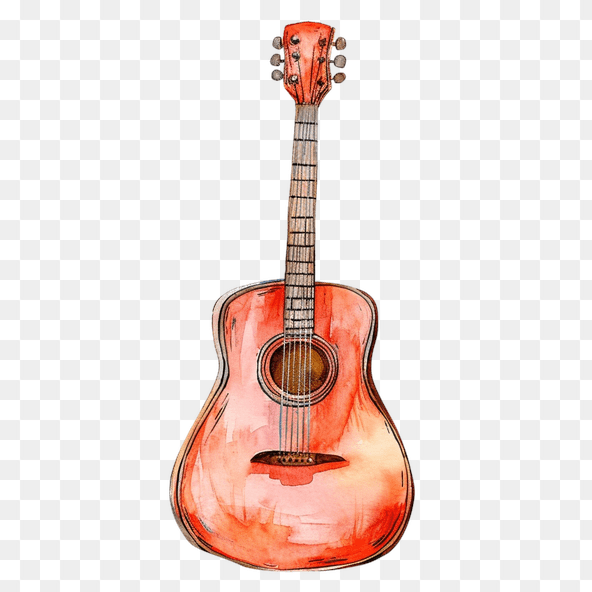 Red Acoustic Guitar Clipart