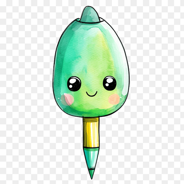 Cute Green Kawaii Pen Clipart