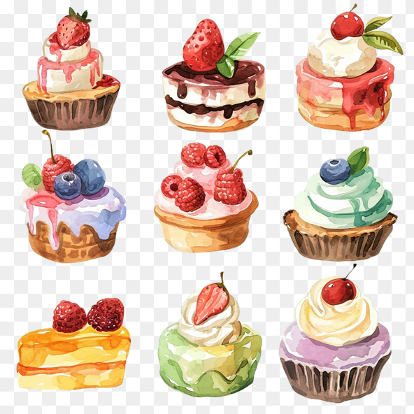 Watercolor Cakes clipart