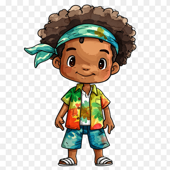 Cute boy with afro hair clipart