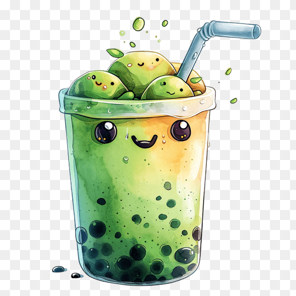 Cute Green Tea Boba Clipart
