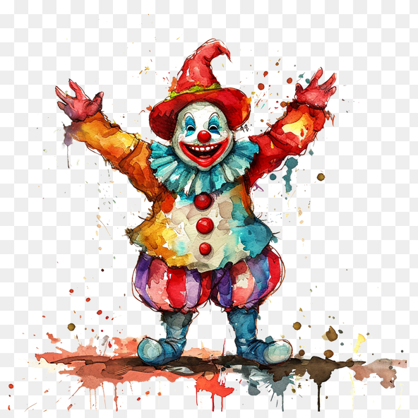 Happy Watercolor Clown Clipart