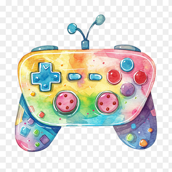 Rainbow Watercolor Gamepad Clipart