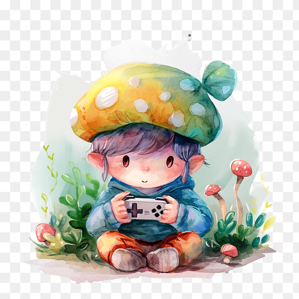cute elf playing clipart