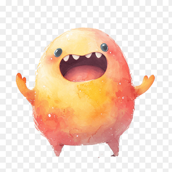 Cute Watercolor Monster Clipart