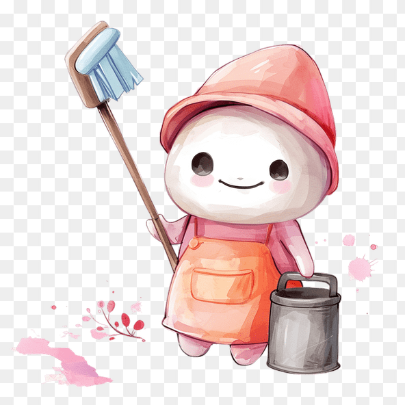 Cute Cartoon Cleaning Character Clipart