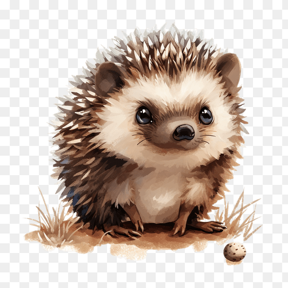 Cute Hedgehog Watercolor Clipart