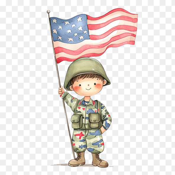 Cute Patriotic Boy Soldier Clipart