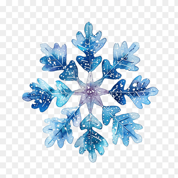 Blue watercolor snowflake clipart