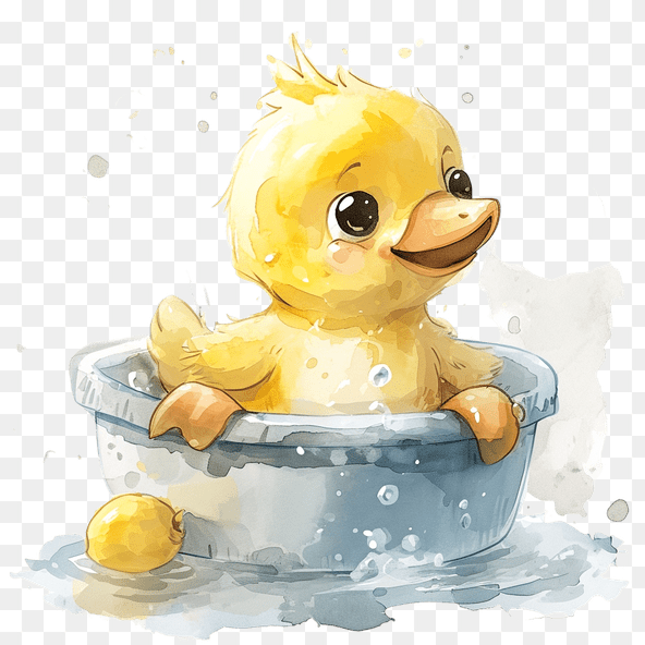 Cute Duck Taking Bath Clipart