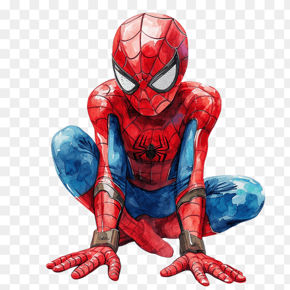 Little Spider-Man Watercolor Clipart