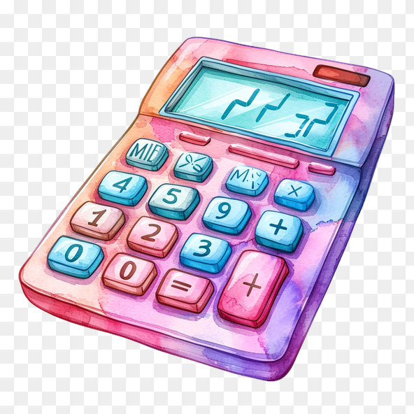 Pink Watercolor Calculator Clipart