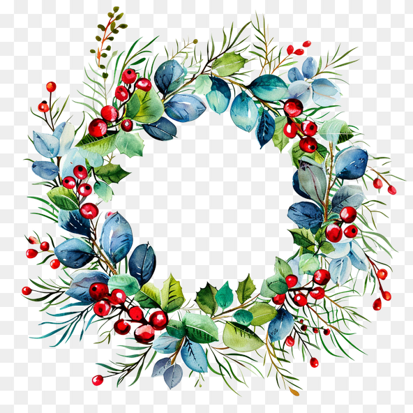 Watercolor Christmas Wreath Clipart