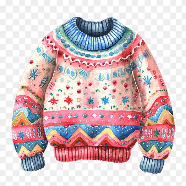 Pink Watercolor Winter Sweater Clipart