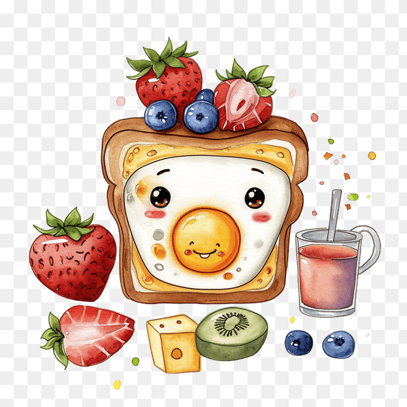 kawaii breakfast clipart