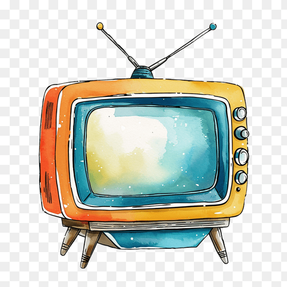 Vintage Retro Television Watercolor Clipart