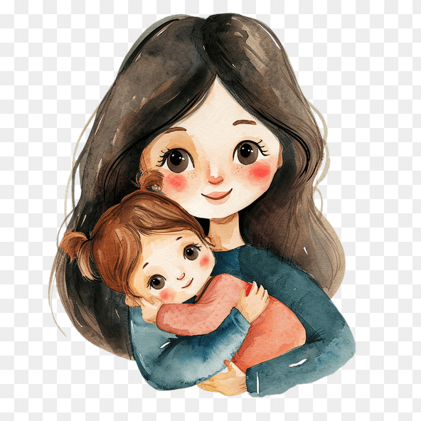 Mother And Daughter Watercolor Clipart