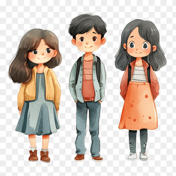 Watercolor kids clipart
