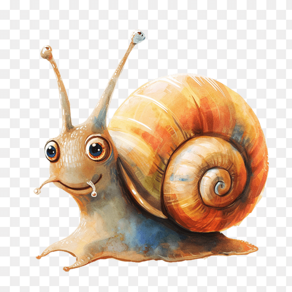 Cute Cartoon Snail Watercolor Clipart