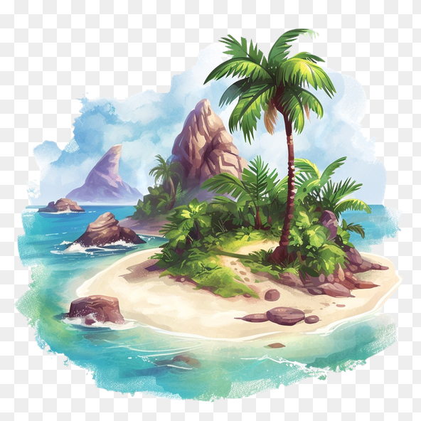 Tropical Island Paradise Clipart
