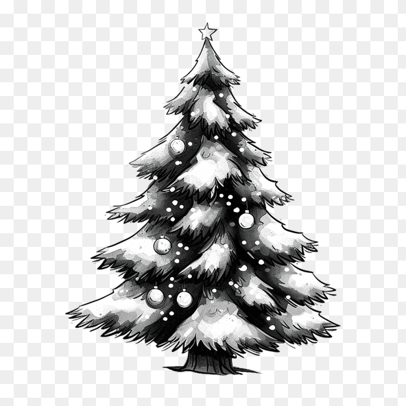 christmas tree clipart black and white clipart