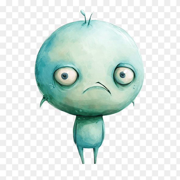Sad Blue Alien Clipart