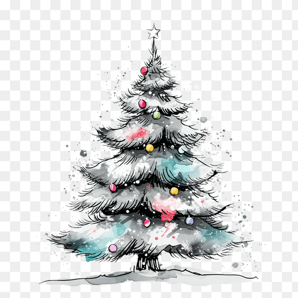 Watercolor Christmas Tree Clipart