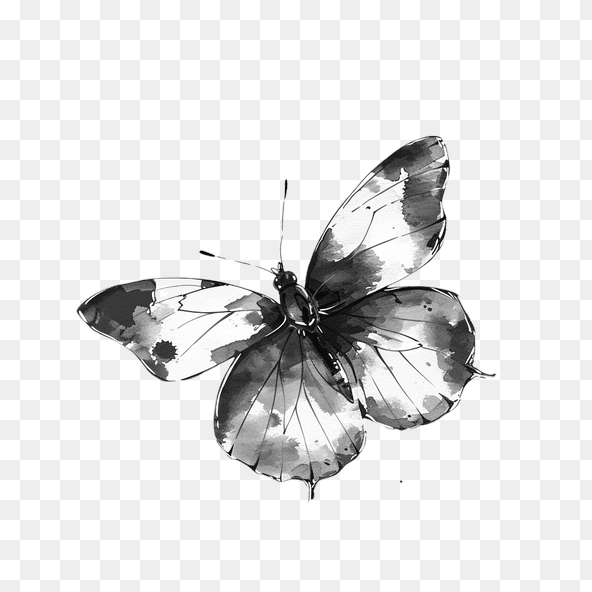 black and white butterfly clip art
