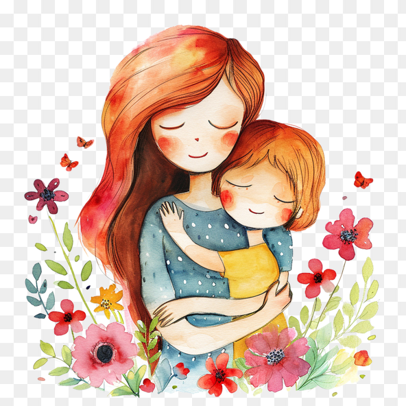 watercolor mother's day illustration clipart