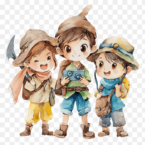 Cute Kids Watercolor Clipart