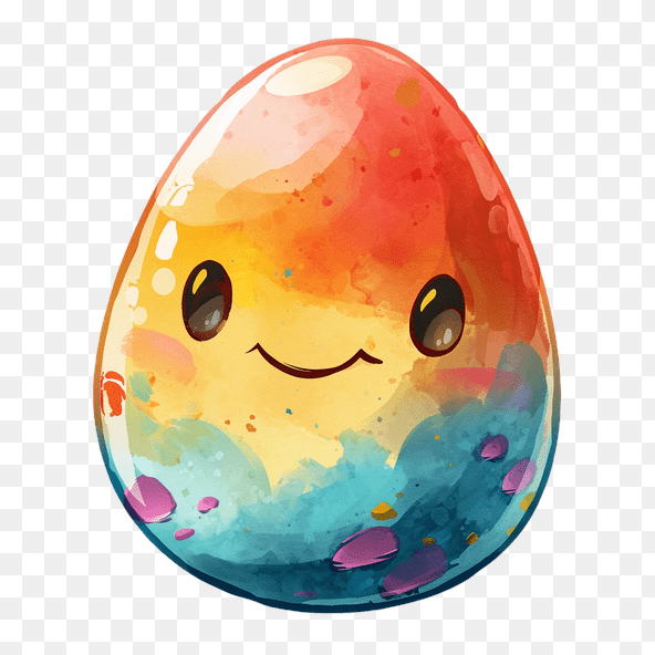 Cute Rainbow Watercolor Egg Clipart